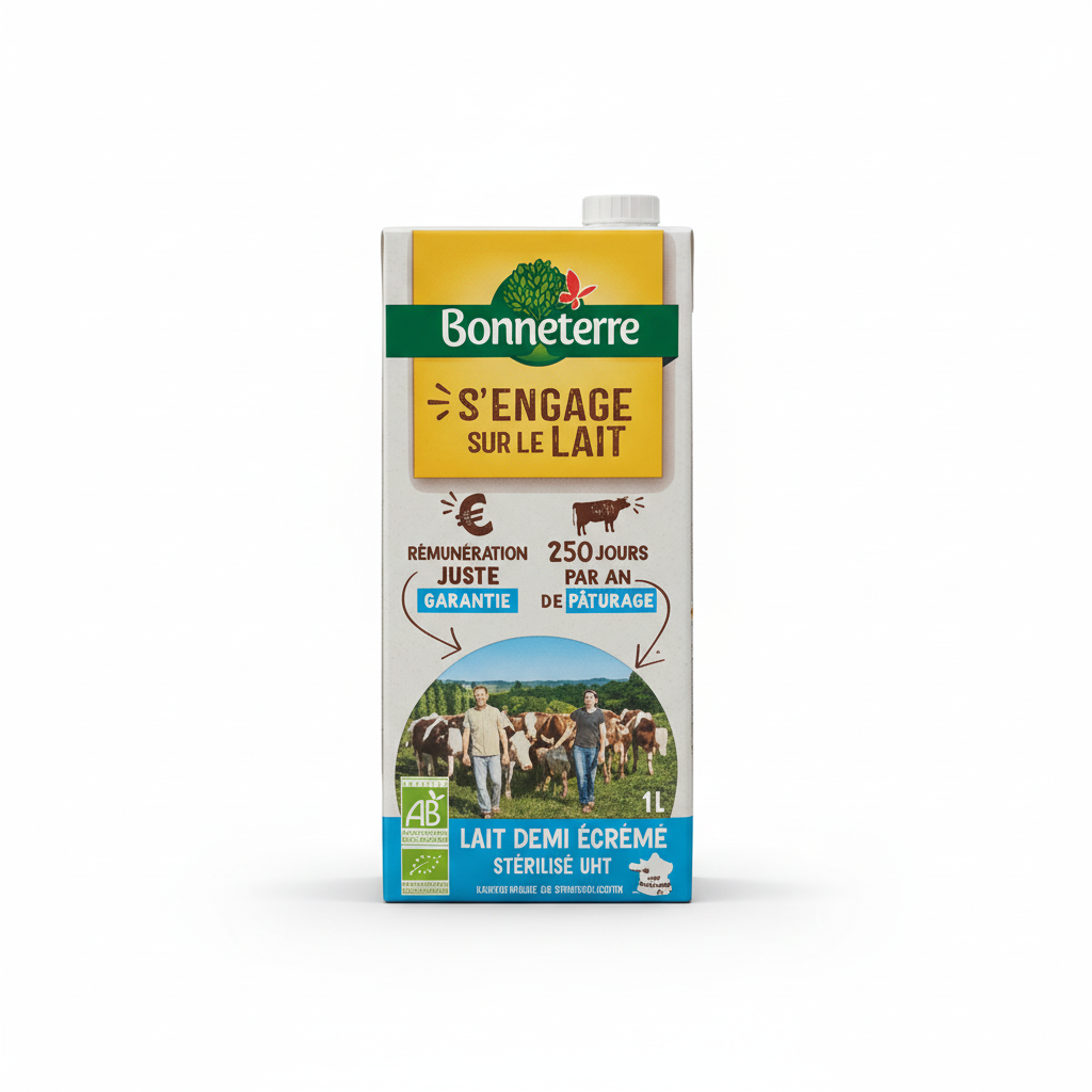 BONNETERRE -- Lait uht 1/2 ecreme 1l